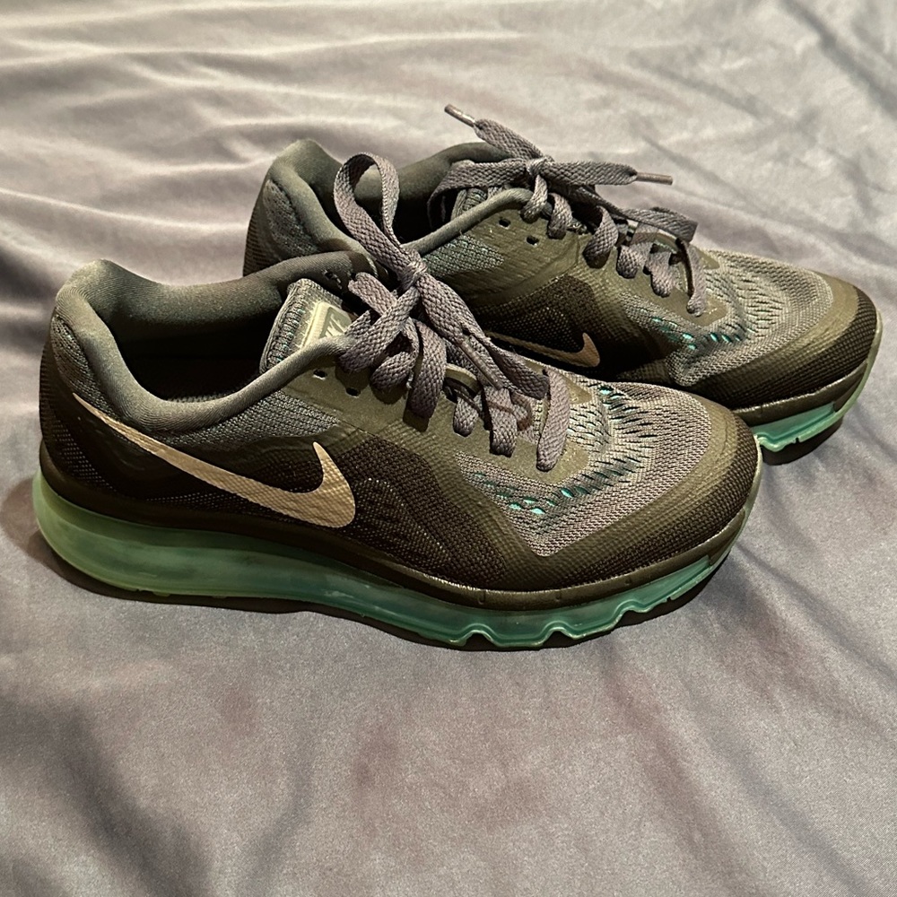 Nike Air Max 2014 Dark Magnet Grey Turquoise 621078-009 Womens Size 5.5